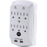 Surge Protector, Electronics Charging Station, 6 Outlet 2 USB Port Wall Adapter with Safety Indicator Lights -... N5