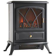 VonHaus 1500W Electric Stove Heater &ndash; Portable Home Fireplace with Log Burning Flame Effect (16.8W x 10.8L x 20H... N4