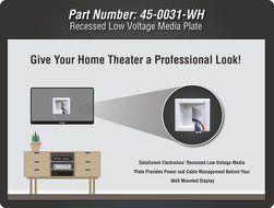 Datacomm 45-0031-WH Recessed Low Voltage Media Plate with Duplex Receptacle, White N8