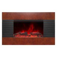 AKDY 36" Wooden Style Tempered Glass Wall Mount Log Pebbles Interchangeable 2-in-1 1500W Adjustable LED Back Light... N4