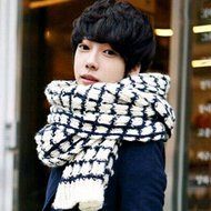 KAKA(TM) Women's Korean Artistic Stylish Winter Grid Knitting Wool Lovers Oversized Shawl Scarves N7