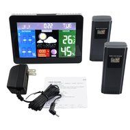 2 Wireless Sensor Weather Station WWVB RCC Thermometer Barometric Pressure RH% Indoor Outdoor Temperature Monitor...