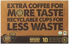 EKOCUPS Artisan Organic&nbsp;Sumatran Coffee, Dark roast, in Recyclable Single Serve Cups for Keurig K-cup Brewers,... N4