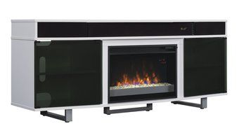 ClassicFlame 26MMS9626-NW145 Enterprise TV Stand with Speakers for TVs up to 80&quot;, Gloss White (Electric Fireplace...