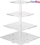 YestBuy&reg; 4 Tier Maypole Square Wedding Party Tree Tower Acrylic Cupcake Display Stand (15.1 Inches)&shy; N7