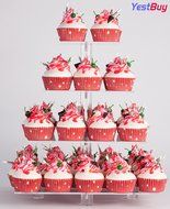 YestBuy&reg; 4 Tier Maypole Square Wedding Party Tree Tower Acrylic Cupcake Display Stand (15.1 Inches)&shy; N8