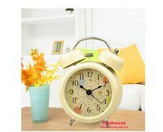 Surborder Shop Creative Twin Bell Analog Alarm Clock Battery Operated - Loud Alarm Clock 3" Beige