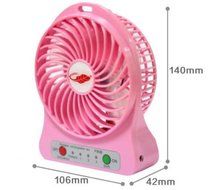 Portable Rechargeable 4 Inch Mini Fan With Adapter and USB Charge Cable for Outdoor Activities (Red)