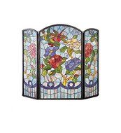 40 Inch W X 34 Inch H Dragonfly/Flower Fireplace Screen Fireplace Screens