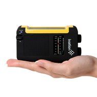 Ivation Portable Solar &amp; Hand Crank AM/FM Weather Radio, Compact Size Emergency Camping Device, Built in External...