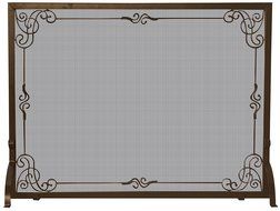 UniFlame Single Panel Bronze Finish Screen with Decorative Scroll