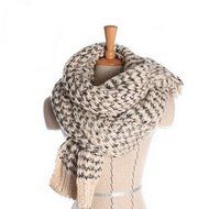 KAKA(TM) Women's Korean Artistic Stylish Winter Grid Knitting Wool Lovers Oversized Shawl Scarves N8