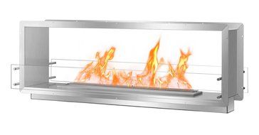 MCM3 76'' Build-in Smokeless Ventless Manual Fireplace,Double-Sided Unit,Silver,W72''xH27''xD30.5'',1.5'&lsquo;T Stainless...
