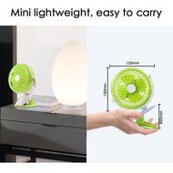 Yoosion Mini USB Table Fan Rechargeable Clip-on 4 Blades Desktop Personal Fan for Home Office Baby Study Green