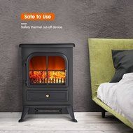 Finether 1500W Freestanding Portable Electric Fireplace Stove Heater with Openable Door, Realistic Flame and Logs... N5