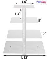 YestBuy&reg; 4 Tier Maypole Square Wedding Party Tree Tower Acrylic Cupcake Display Stand (15.1 Inches)&shy; N13
