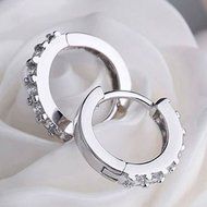 Women Jewelry White Gemstones Crystal 925 Silver Plated Hoop Earrings Fashion N2