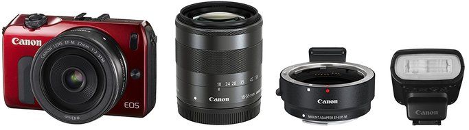 Canon EOS-M Mirrorless Digital Camera With EF-M 18-55MM, 22Mm STM Lenses with 90EX Flash with Mount Adapter EF-EOS...