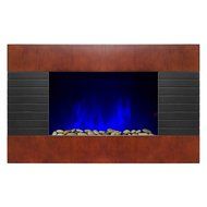AKDY 36" Wooden Style Tempered Glass Wall Mount Log Pebbles Interchangeable 2-in-1 1500W Adjustable LED Back Light... N5