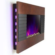AKDY 36" Wooden Style Tempered Glass Wall Mount Log Pebbles Interchangeable 2-in-1 1500W Adjustable LED Back Light... N6