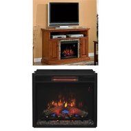 Complete Set Brighton Media Mantel in Golden Honey with 23" Infrared Spectrafire Plus Insert with Safer Plug