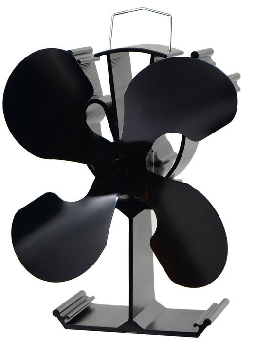 4-Blade Heat Powered Stove Fan for Wood / Log Burner/Fireplace - Eco Friendly(Black) N3