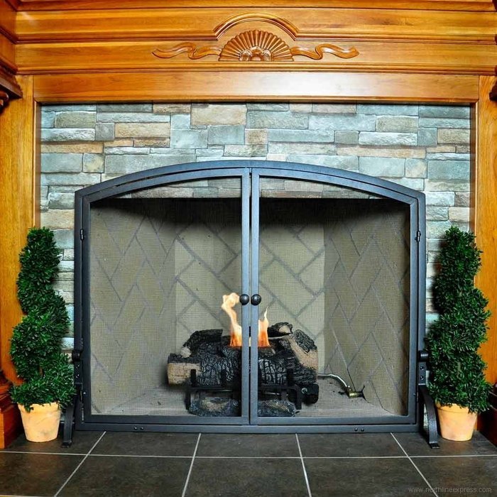 Uniflame Single Panel Iron Fireplace Screen with Doors