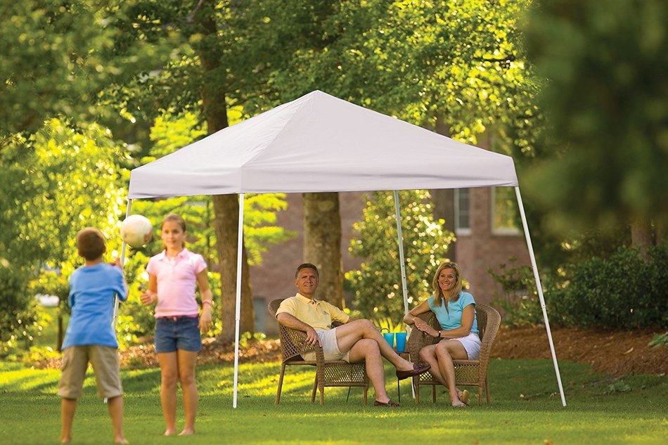 10x10 Slant Leg Pop-up Canopy, Checkered Flag Cover, Black Roller Bag N6