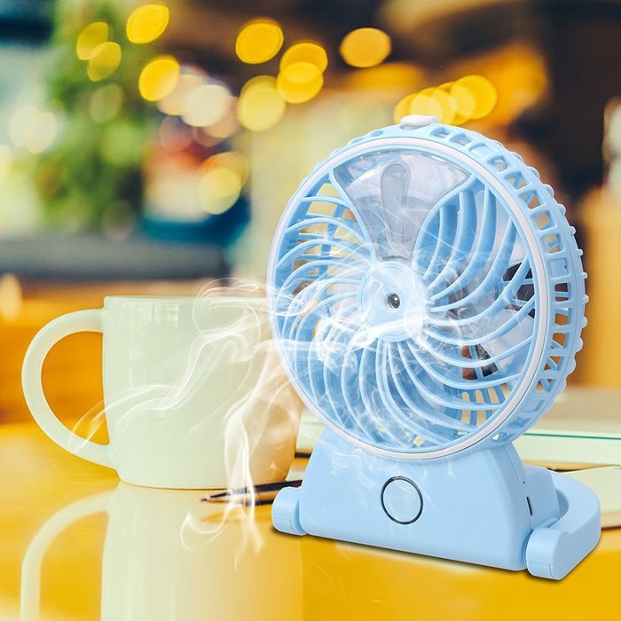 NEWSTYLE Table Fan with Spray Mist - Portable Mini USB Rechargeable Water Misting Fan Personal Cooling Humidifier...