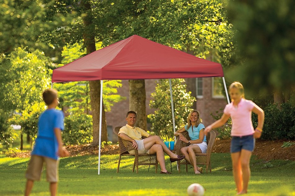 10x10 Slant Leg Pop-up Canopy, Checkered Flag Cover, Black Roller Bag N12
