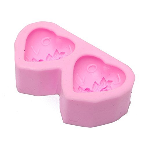 "Double Heart Shape Fondant Cake Mould Silicone Chocolate Decorating Mold" shopping N7