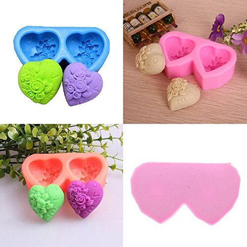 "Double Heart Shape Fondant Cake Mould Silicone Chocolate Decorating Mold" shopping N8
