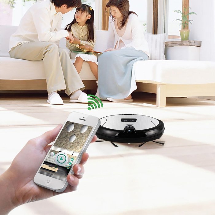 JISIWEI S+ Wi-Fi Enabled Robotic Vacuum Floor Cleaner with Camera and Mobile App Remote Control for Pets and Allergies... N12