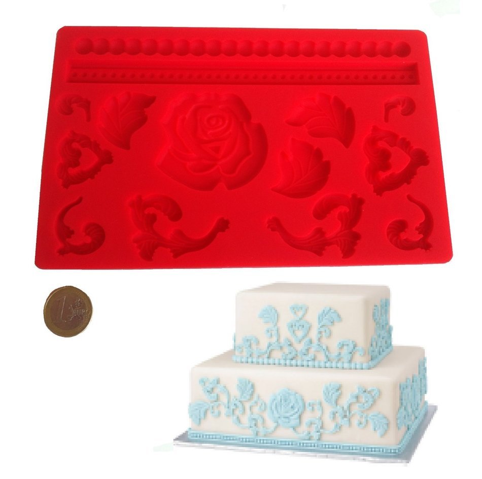 SHINA 1PC Silicone Mold Rose Flower Leaves Printing Mould Fondant Cake Decorating Tool N2