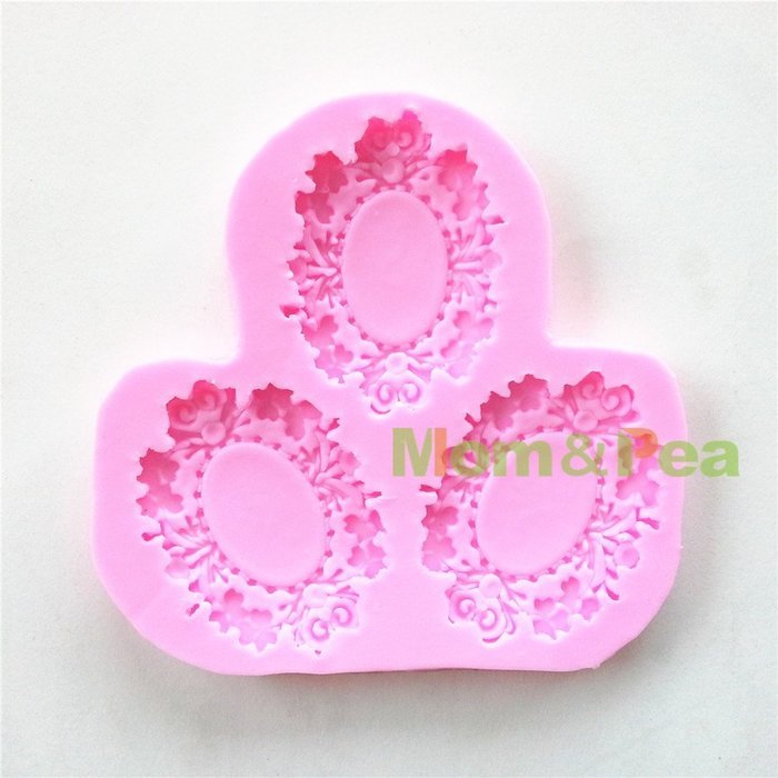 Mom&pea 0595 Mirror Frame Shaped Silicone Mould for Fondant Cake Sugar Paste Cake Decoration 3d Cake Toppers Mold...