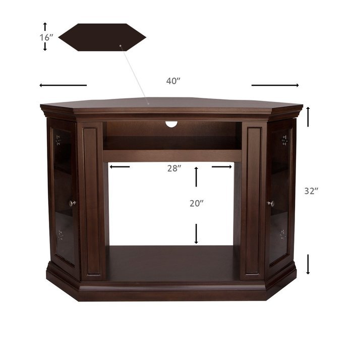 XtremepowerUS Electric Portable Fireplace with TV Stand, Corner (Espresso, with fireplace) N3
