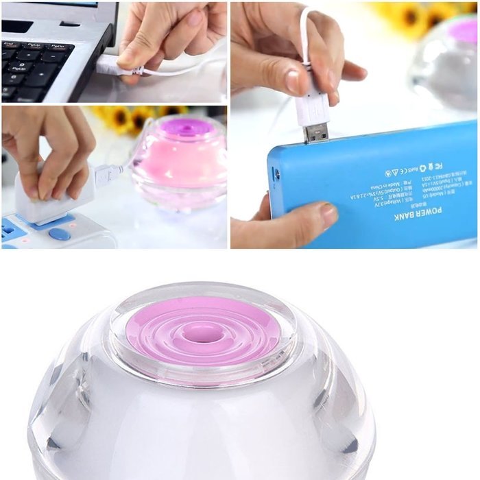 Unishow Portable Cool Air Humidifier with USB Cable - It's Also a Cute Crystal Night Light - Small Mini Portable...