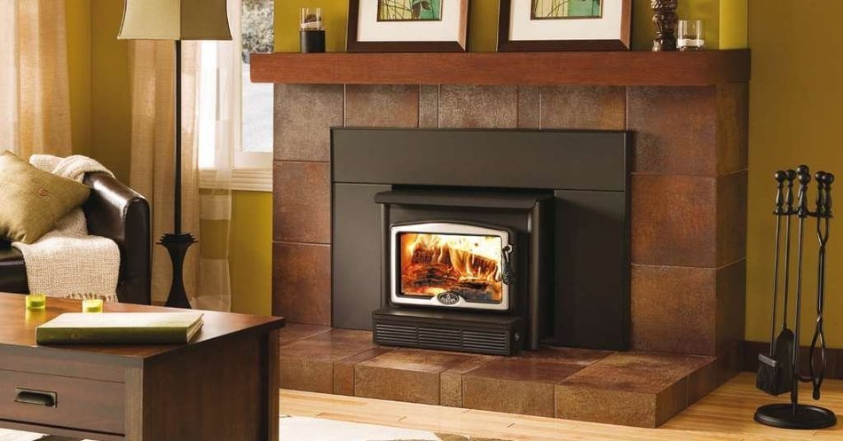 Osburn 1600 Wood Insert with Brushed Nickel Door Overlay, Medium Faceplate and Black Trim Kit (32 X 44)