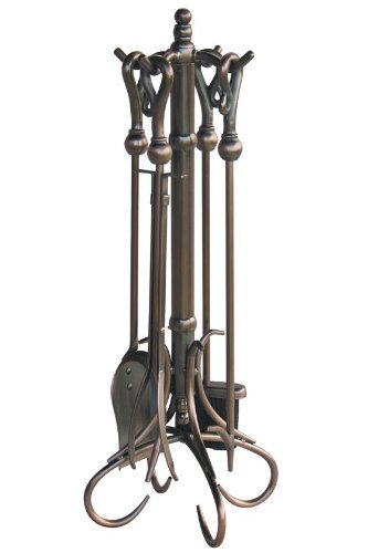 Crook Handle Fireplace Set, 32"Hx12.5"DIAM, VENETIAN BRONZE