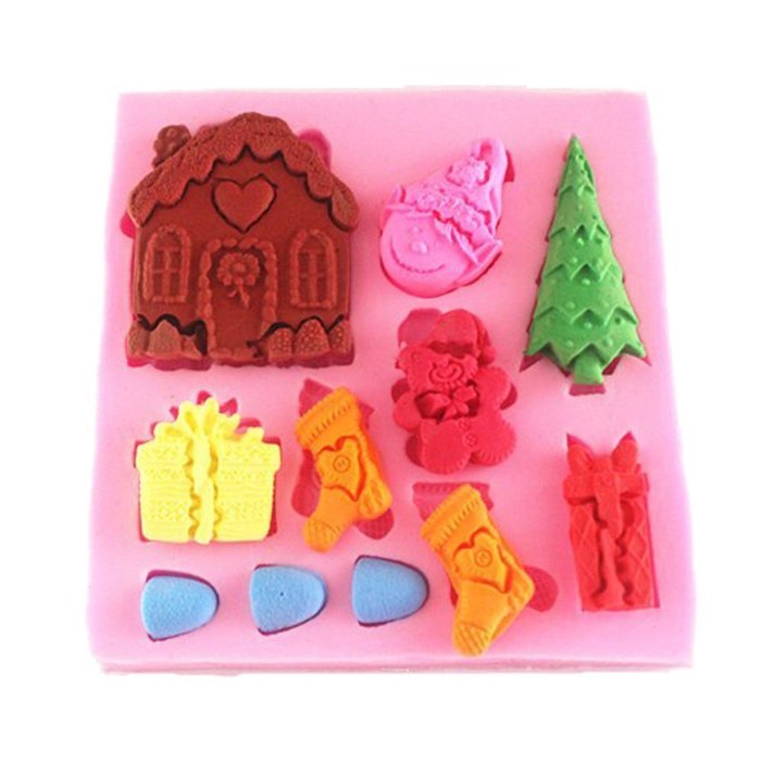 Longzang Christmas Series Art Deco Silicone Mold Sugar Craft DIY Gumpaste Cake Decorating Clay N4