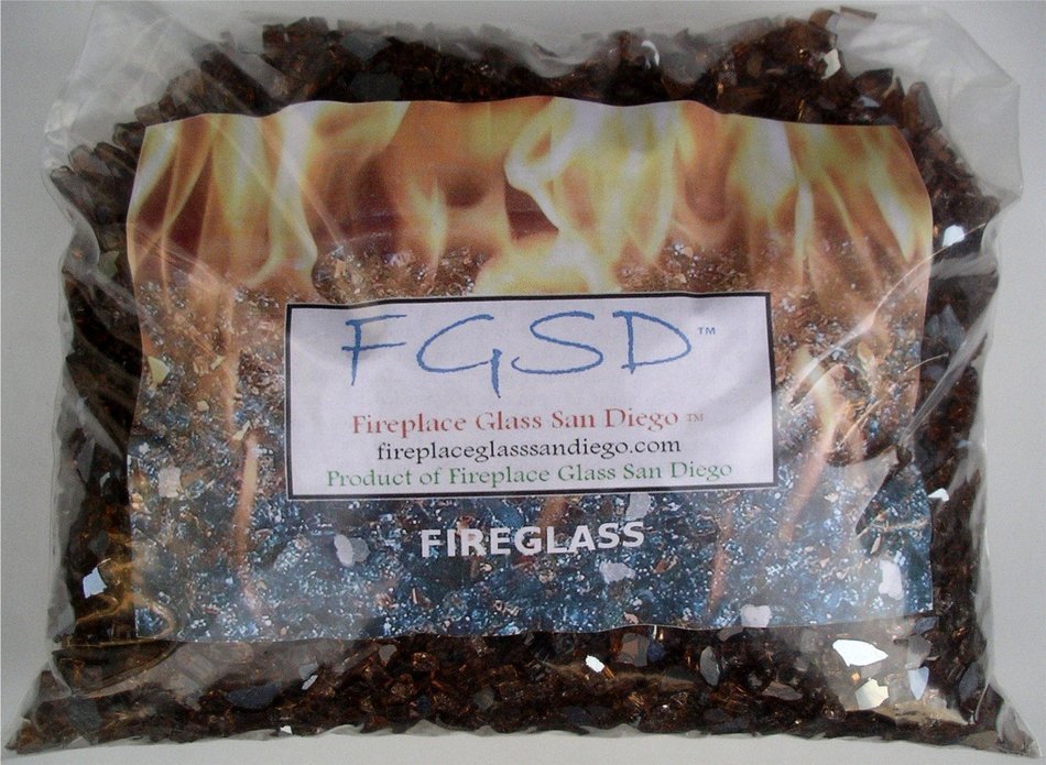 ~1/4" Copper Reflective Fireglass Fire Pit Glass, 22 Lbs