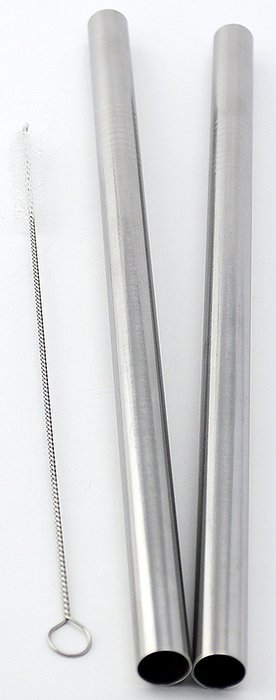 2 BOBA Straw Stainless Steel Extra Wide 1/2" x 9.5" Long Tapioca Pearl Bubble Tea Thick FAT - CocoStraw Brand N3