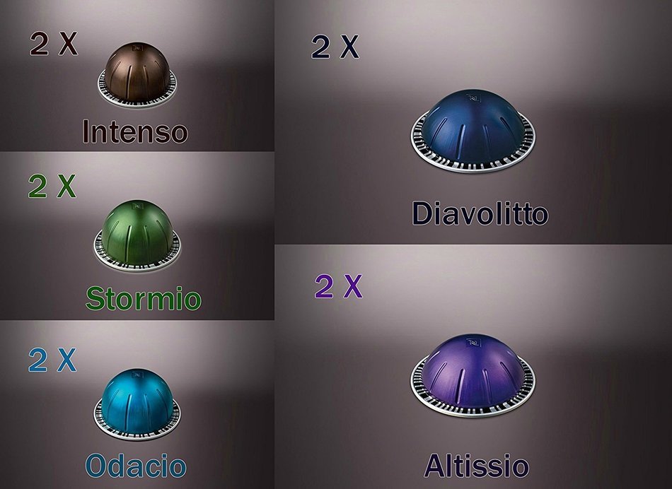 Nespresso Vertuoline - The Intense Sampler Strong Coffee & Espresso Capsules Pods: Two Each of the Dark Roast...