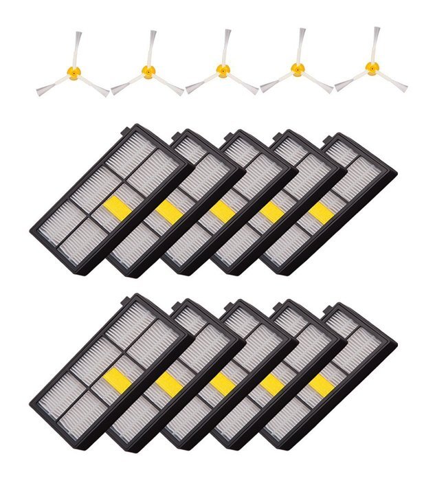 Hongfa Irobot Roomba Replacement Filter Roomba Hepa Filter and 3 Armed Side Brush for Roomba 800 Series Replenishment... N3
