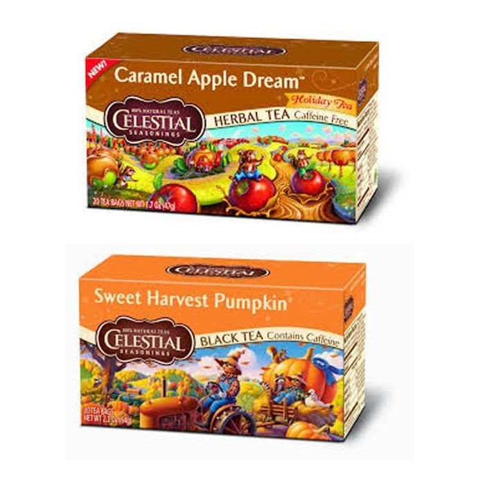 Celestial Seasonings Sweet Harvest Pumpkin Black Tea, 20-tea Bags, 2.3oz and Celestial Seasonings Caramel Apple...