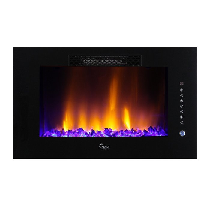 Contemporary Portable Electric Fireplace for Four Seasons with Free Gift for Decorative Glass Candelabra N6