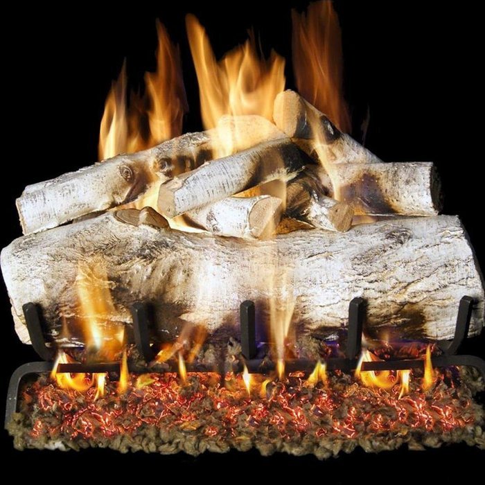 Peterson Real Fyre 18-inch Mountain Birch See-thru Log Set With Vented G45 Burner N2