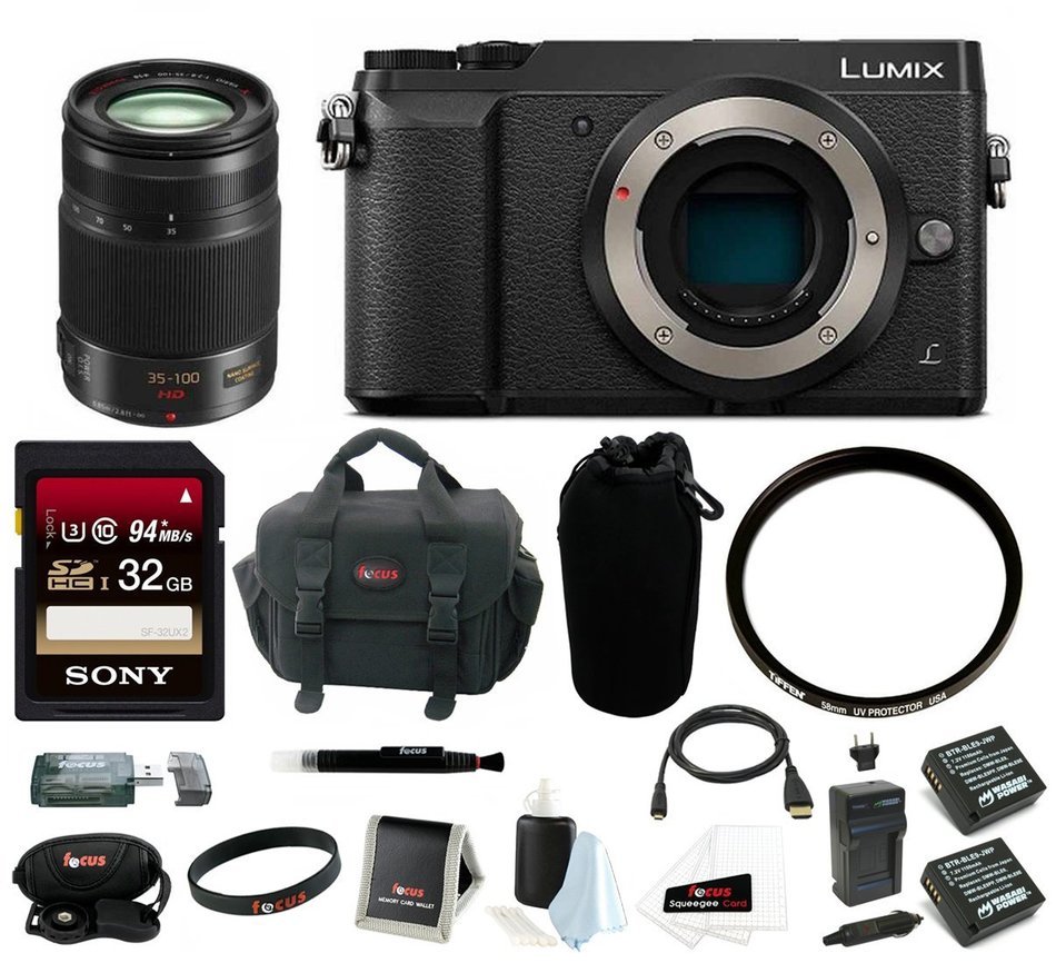 Panasonic DMC-GX85KBODY Lumix 4K Mirrorless Body, H-HS35100 35-100mm f/2.8 Lumix N3