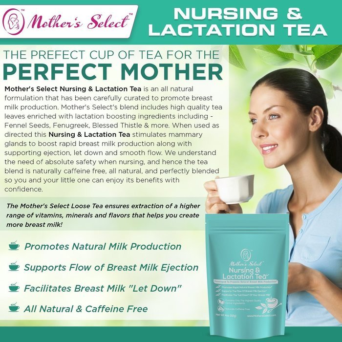 Nursing & Lactation Tea by Mother&rsquo;s Select to Increase Breast Milk Supply, All Natural, Caffeine-Free Nursing... N2