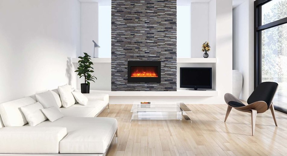 Amantii ZECL-26-2923-BG Zero Clearance Series Built-In Electric Fireplace with Ice Media Kit, 26 Inch N9